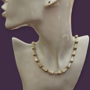 Vtg ALABASTER Silver Aluminum Beaded Necklace